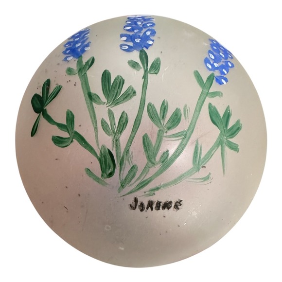 Vtg Bluebonnets CHRISTMAS Glass ORNAMENTS DECORATIONS LOT OF 5 Hand Painted - Picture 3 of 5